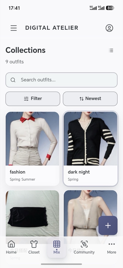 Saved outfit collections